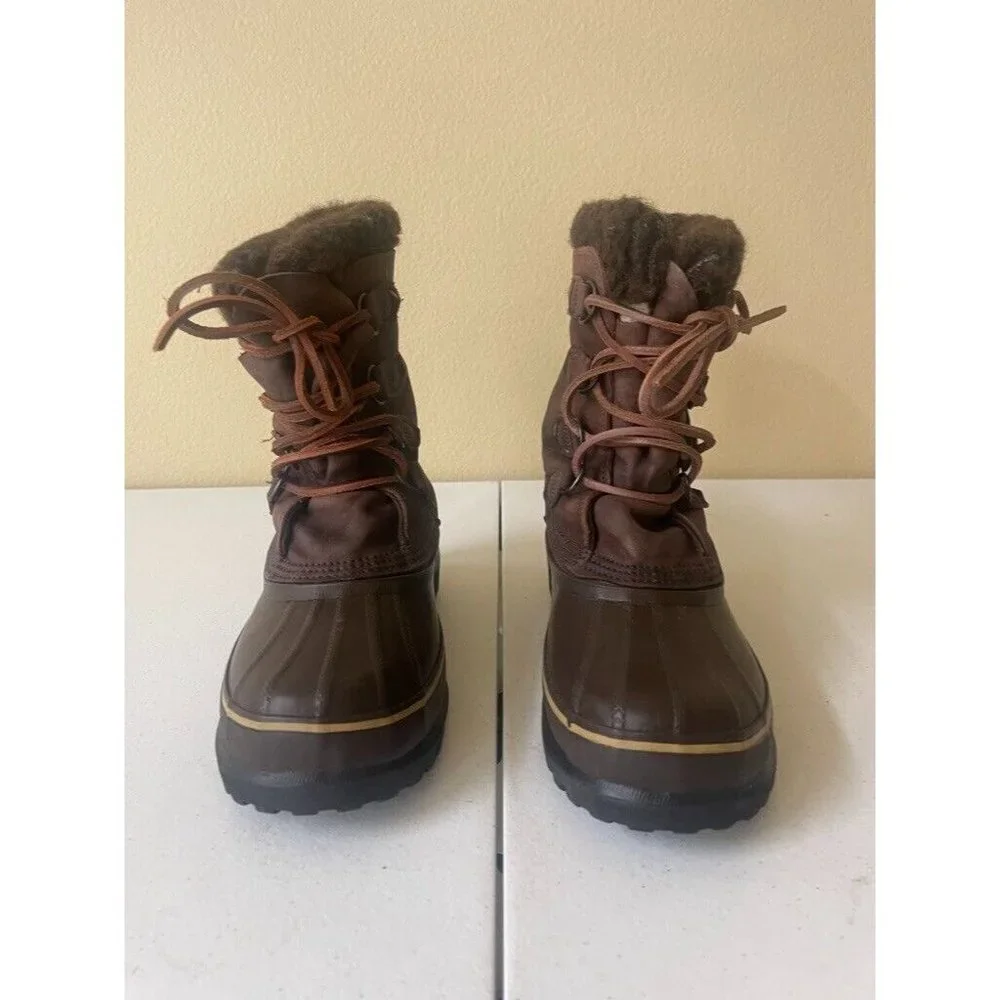 Sorel Caribou Kaufman Snow Boots Womens Size 7 Dark Brown Lined